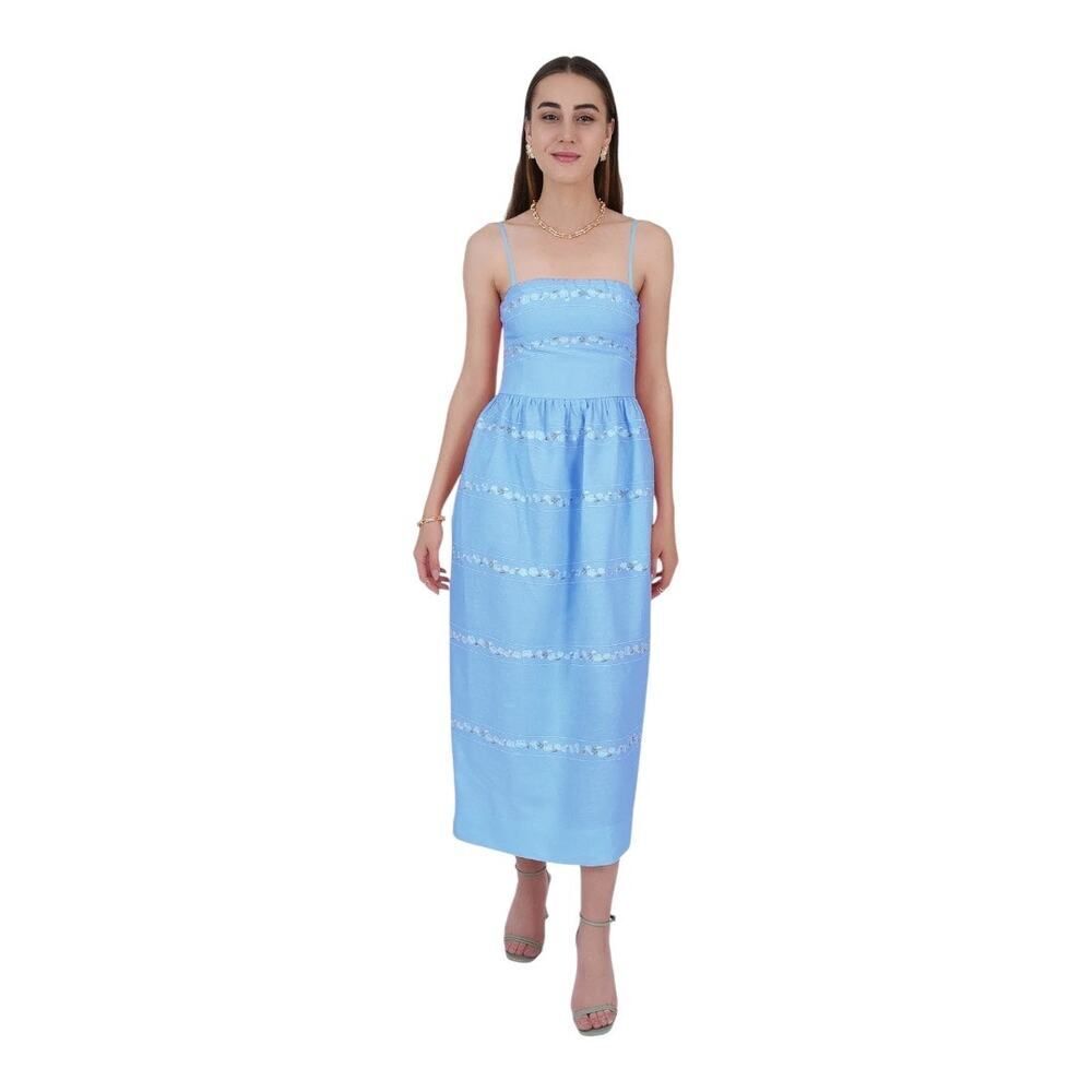 Fanm Mon Anim Embroidered Midi Size Small/Baltic Sea Blue